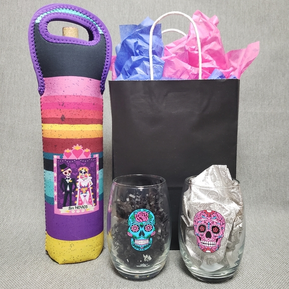 Day of the Dead Stemless Wine Glasses and Tote - Picture 13 of 13
